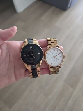 Anne Klein Two-Tone Black & Gold Watch + Marc Jacobs Gold Watch